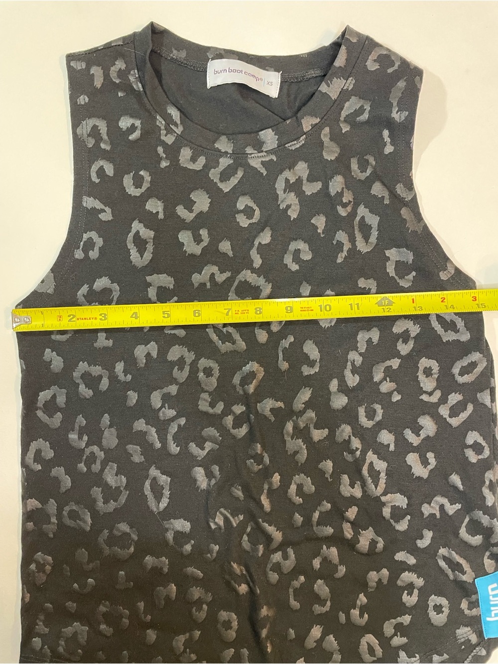 Burn Boot Camp Black on Black Leopard Print Muscle Tank Size XS - Picture 5 of 7